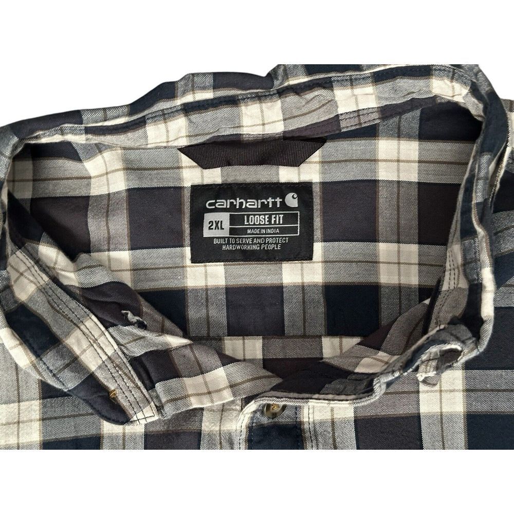 Carhartt Plaid Men's Rugged Outdoor Wear Long Sleeve Button Down Shirt -Lot Of 2 - Picture 4 of 16